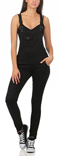 Fashion4Young 10148 Damen Latzhose Latz Röhrenhose Damenlatzhose Latzskinny (schwarz, L/40) von Fashion4Young