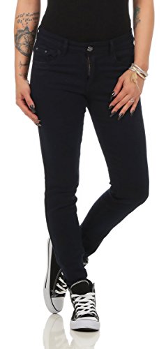 Fashion4Young 10489 Damen Skinny Slimline Hose Damenhose Stretch Übergrössen 36-50 (dunkelblau, L/40) von Fashion4Young