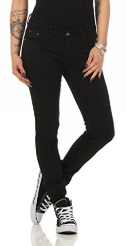 Fashion4Young 10489 Damen Skinny Slimline Hose Damenhose Stretch Übergrössen 36-50 (schwarz, S/36) von Fashion4Young