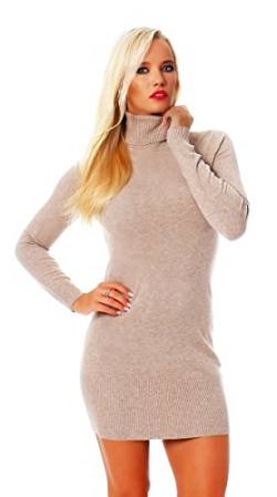 Fashion4Young 10648 Damen Strick Minikleid Longpullover Pullover Pulli Kleid in 6 Farben 2 Größen (L/XL=38/40, Cinder) von Fashion4Young