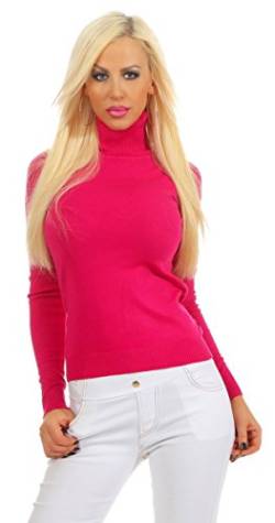 Fashion4Young 10974 Damen Feinstrick-Pullover Pulli Rollkragen Pullover Strickpullover (Pink, L/XL=38/40) von Fashion4Young