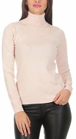 Fashion4Young 10974 Damen Feinstrick-Pullover Pulli Rollkragen Pullover Strickpullover (rosa, L/XL=38/40) von Fashion4Young