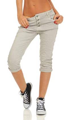 Fashion4Young 11510 Damen Caprihose Slimline Haremshose Sommer Pants 7/8 Hose Slimfit (Grau, 4XL-48) von Fashion4Young