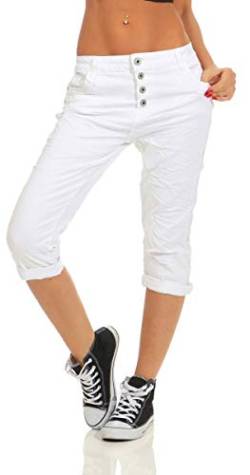Fashion4Young 11510 Damen Caprihose Slimline Haremshose Sommer Pants 7/8 Hose Slimfit (Weiß, 4XL-48) von Fashion4Young