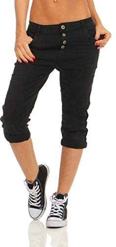 Fashion4Young 11510 Damen Caprihose Slimline Haremshose Sommer Pants 7/8 Hose Slimfit (schwarz, S-36) von Fashion4Young