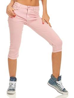 Fashion4Young 11541 Damen Caprihose Slimline Capri Hose Sommerhose Pants 3/4 Hose Slimfit (rosa, 44) von Fashion4Young