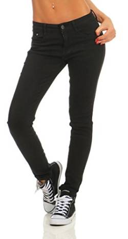 Fashion4Young 4345 Damen Hose Röhre Skinny Treggings Slim Fit Jeans Stretch Denim Übergrößen Slimline (schwarz, M-38) von Fashion4Young