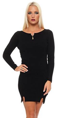 Fashion4Young 5282 Damen Strickkleid Longpullover Minikleid Kleid in 6 Farben Gr. 36/38 (36/38, Schwarz) von Fashion4Young