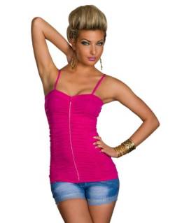 Fashion4Young 5647 Damen Spaghettiträger-Top aus weichem Stretch-Stoff verfügbar in 10 Farben (L/XL 38/40, Pink) von Fashion4Young