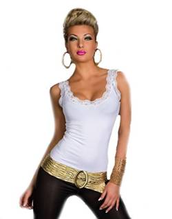 Fashion4Young Damen Träger-Top Spitze Shirt verfügbar in vielen Farben (L/XL 38/40, Weiß) von Fashion4Young