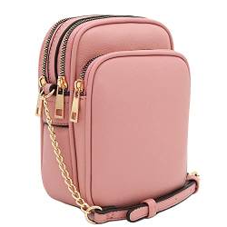 FashionPuzzle Damen Lässige Mehreren Taschen Umhängetasche, rosa-Dusty pink von FashionPuzzle