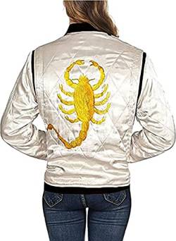 Fashions Hyped Damen Drive Scorpion Ryan Gosling Bomber weiß Satin Jacke, weiß, 36 von Fashions Hyped