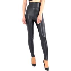 Fashionshowcase Damen Leggings Kunstleder Leggins gefüttert Leder Hose Hoher Bund S-5XL (40(L), Schwarz) von Fashionshowcase