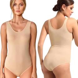 Fashionshowcase Tutku 3er Pack Damen Body Kurzarm Breite Träger Trägerbody Baumwolle Größe S-XXL Bodys Schwarz Weiß Grau Beige 3 Stück (Beige, XL) von Fashionshowcase