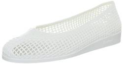 fashy® Damen Ballerina-Slipper mit Keilabsatz ideal für Strand und Freizeit in Weiß oder Gold-Glitzer erhältlich Weiß 37 EU von Fashy