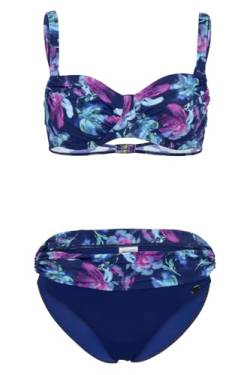 fashy Damen Bikini (80% PA Recycled), blau mit Blumen-Print von Fashy