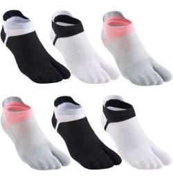 Damen Tabi Socken No Show Split Toe für Sandalen Flip Flop Ninja Japan Baumwolle 6 Pack, Farbe 3, Small von Fasot