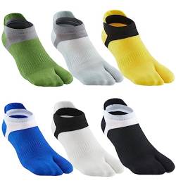 Fasot Herren Tabi Socken Flip Flop Split Toe Big Toe Baumwolle Athletic 4er Pack 6 Pack, 6 Farbe B, Large von Fasot