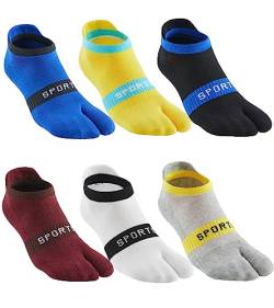 Herren Tabi Socken Flip Flop Split Toe Big Toe Baumwolle Athletic 4er Pack 6 Pack, 6 Farbe a, Large von Fasot