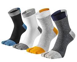 Herren Tabi Socken Flip Flop Split Toe Big Toe Baumwolle Crew Grip Athletic 4 Pack, 4 Farben C, Einheitsgr��e von Fasot