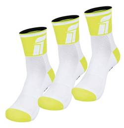 Fast Cycles -3er Pack atmungsaktive Sportsocken-Fahrradsocken-Sneakersocken-Laufsocken- für Damen und Herren. Für Mountainbiking, Spinning, Fitness, Tennis, Joggen und Laufen. Gelb/Weiß 35-39 von Fast Cycles