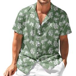 Fastkoala Herren Hawaiihemd Hemden Männer Hawaiianisch Strandhemd Tropische Geblümtes Sommer Urlaub Durchgehend Grün L von Fastkoala