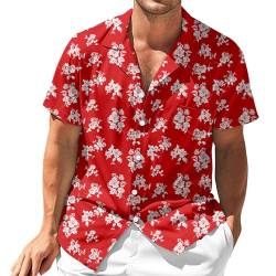 Fastkoala Herren Hawaiihemd Hemden Männer Hawaiianisch Strandhemd Tropische Geblümtes Sommer Urlaub Durchgehend Rot L von Fastkoala