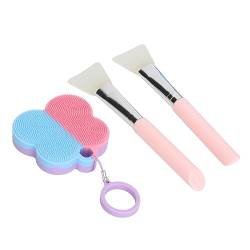 Silikon Gesichtsreiniger Set Rosa Blau Gesichtsmaske Pinsel Werkzeuge Hautpflege Produkte mit hängendem Ring + Maskenpinselset von Fauitay