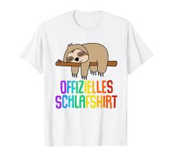 Offizielles Schlafshirt Nachthemd Pyjama Faultier Geschenk T-Shirt von Faultier Sloth Geschenkidee Langschläfer Faulenzer
