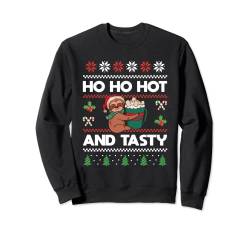 Sloth Ho Ho Hot And Tasty Ugly Christmas Sweater Faultier Sweatshirt von Faultier Weihnachten Merry Christmas Sloth Co.
