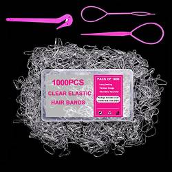 1000 Stück transparente elastische Haarbänder, kleine Mini-Haarbänder für Damen, Kinder, Mädchen, 2 Stück Gummi-Haarband-Entferner und Haarflechter, weiche, starke Haarbänder mit Aufbewahrungsbox von Favson