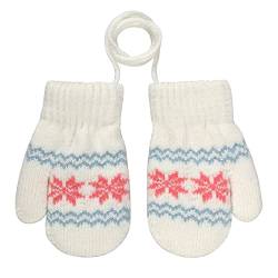 Baby Kleinkind Winter Hängende Halshandschuhe Strickhandschuhe 0-3 Jahre alt Kinderhandschuhe Schneeflocke Winterhandschuhe fleecefutter fausthandschuhe Verdicken Stretch-Fäustlinge Handschuhe Gloves von Faxianther