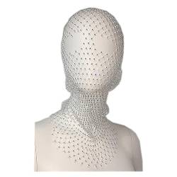 Damen Herren Mesh Strass Kopfkappe Schöne Strasssteinen Gesichtsmaske glitzern Hut Haarband Festival HochzeitStirnband Kopfschmuck Crystal Hair Wraps Schal Tanzparty Kostüm Haarschmuck Haarkette von Faxianther