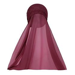 Faxianther Damen Muslimisches One-Piece Hijab Kopftuch mit Kappe UV Schutz Weiche islamischer vollständige Gesichtsbedeckung Arabien Kopfbedeckung Schal Turban Frauen Kopfkappe Gesicht Gebetskleidung von Faxianther