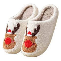 Faxianther Winter Hausschuhe Damen Herren Weihnachten Warme Plüsch Pantoffeln Leicht Weiche Haussocken Bequeme Rutschfest Tier Plüsch Hausschuhe Slippers von Faxianther