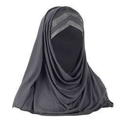 Muslim Hijab moden weiche Chiffon Glitzert Kopftuch für Damen Fraue Schönes Beanie Mützen Islamic Arab Wrap Schal Turban Hut Einfarbig Vollständige Kopfbedeckung von Faxianther