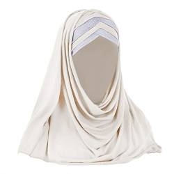 Muslim Hijab moden weiche Chiffon Glitzert Kopftuch für Damen Fraue Schönes Beanie Mützen Islamic Arab Wrap Schal Turban Hut Einfarbig Vollständige Kopfbedeckung von Faxianther