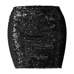 Paillettenröcke Damen Minirock Bodycon Bleistiftrock Dehnbare Glitzer Röcke Hohe Taille Basic Mini Vintage Rock Kurzer Freizeitrock Hüftrock für Party Club Performance Kostüm von Faxianther