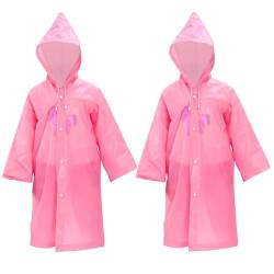 Fayemint 2 Stück Kinder Wasserdicht Regenponcho, EVA Regenponcho, Regenponcho mit Kapuze, Wiederverwendbar, für Outdoor-Radfahren, Camping, Reisen, Angeln (Rosa) von Fayemint