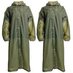 Fayemint 2 Stücke Regenponcho, Wasserdicht Regenmantel Unisex, Regenschutz Regen Poncho, Atmungsaktiver Tragbarer Poncho, für Radfahren, Wandern, Angeln, Camping (Armeegrün) von Fayemint