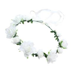 Blumenkranz-Stirnband, verstellbares Band mit Rosenblüten, Haardekor, Stirnband für Braut, Strand, Hochzeit, Hochzeit von Fcnjsao