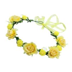 Blumenkranz-Stirnband, verstellbares Band mit Rosenblüten, Haardekor, Stirnband für Braut, Strand, Hochzeit, Hochzeit von Fcnjsao