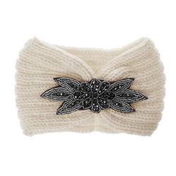 Gestricktes Haarband für Damen, Blume für Perlen, Ohrenwärmer, breit, Kopfbedeckung für Frauen mit dünner werdendem Haar von Fcnjsao