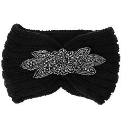 Gestricktes Haarband für Damen, Blume für Perlen, Ohrenwärmer, breit, Kopfbedeckung für Frauen mit dünner werdendem Haar von Fcnjsao