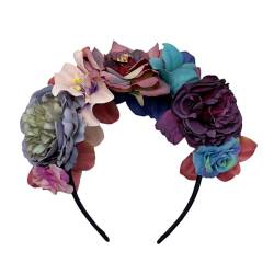 Halloween-Blumen-Stirnband, große Kopfbedeckung, Sommer, übergroßer Stirnband, Kranz für den Stall, für den Sommer, Blumenstirnbänder für Damen von Fcnjsao
