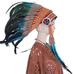 Indisches Feder-Stirnband für Frauen, Bankett, Party, Halloween, Maskerade, Party, Erwachsene, Haarschmuck, Tribal-Kopfschmuck, amerikanischer Tribal-Kopfschmuck, Tribal-Kopfschmuck für Frauen von Fcnjsao
