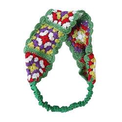 Sonnenfestes Damen-Haarband mit Blume, gehäkelt, rechteckig, niedlich, elastisch, für Frühling und Sommer, Haar-Accessoires, Stricktuch von Fcnjsao