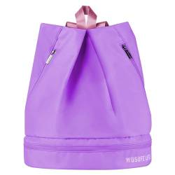 Wasserdichte Reisetasche für Damen und Herren, Golfschuhe, Rucksack, große Sporttasche mit Schuhfach, Reißverschlusstasche, violett von Fcnjsao