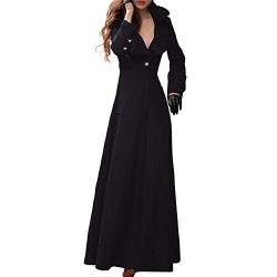 Fcostume Damen Dünner Mantel Mantelkleid Lange Jacke Coat Herbst Winter Frühling Winter Revers Slim Coat Trench Jacke Lange Parka Mantel Outwear von Fcostume Damen Sweatshirts