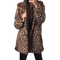 Fcostume Damen Kunstpelz Mantel Leopardenmuster, Flauschige Outwear Winter Warme Elegant Plüschmantel Modisch Plüsch Winterjacke Freizeit Jacke Draussen Winddicht Wintermantel Plüschjacke von Fcostume Damen Sweatshirts